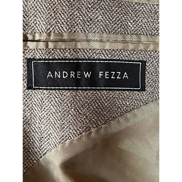 Andrew Fezza 44R Men Taupe Beige Herringbone Silk Tweed Blazer Sport Coat Jacket - Picture 14 of 15
